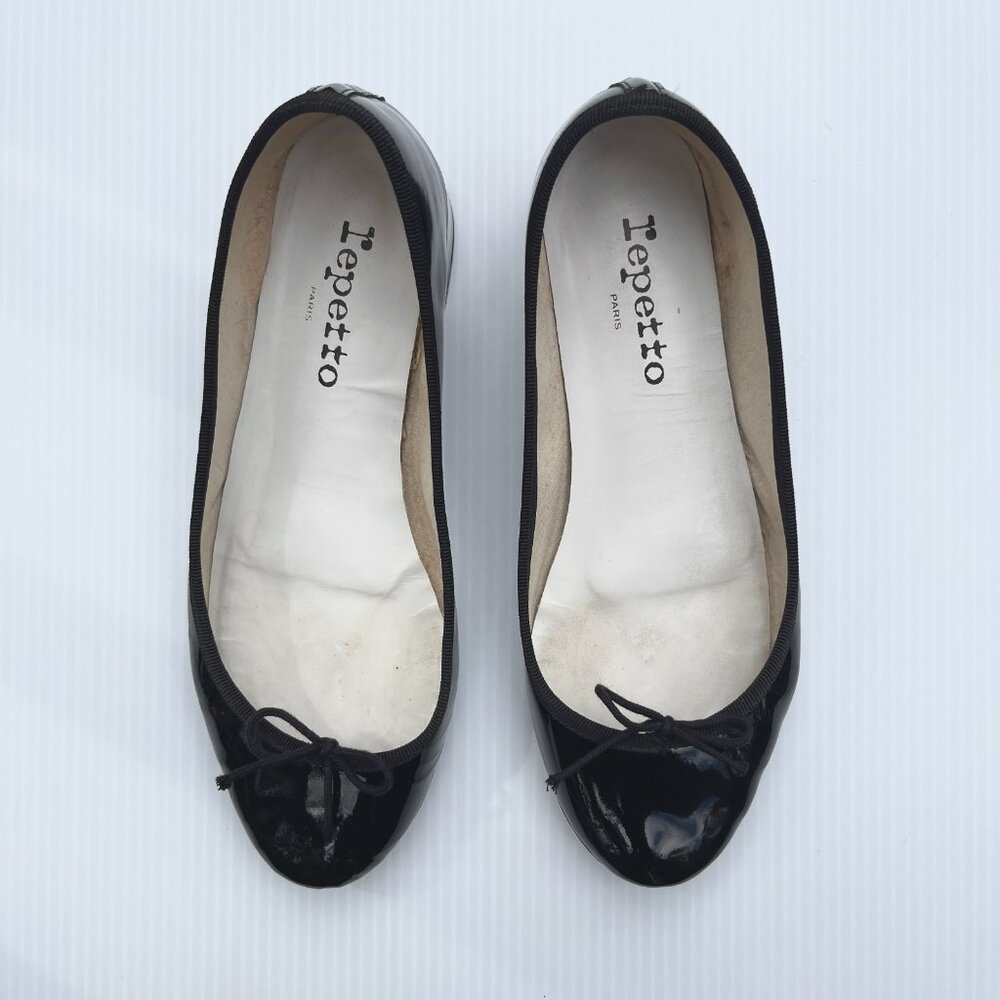 Repetto Camille Patent Leather Heels in "Noir" Black - Size 39.5 EU/8 US